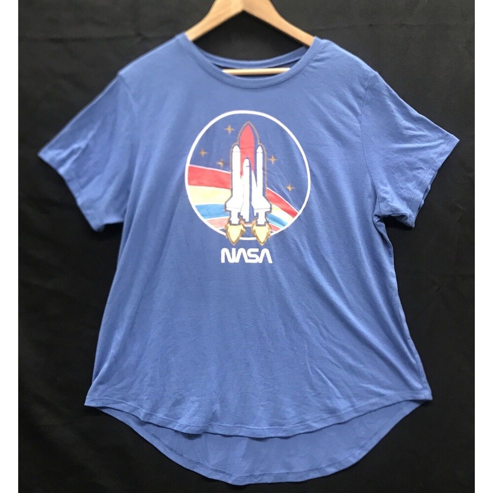NASA Women's Tee Shirt Size XXXL Short Sleeve Blue Soft Flowy Leisure Lounge